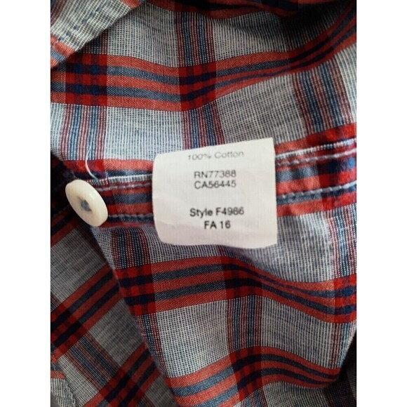 *2/$25* Crew Mens Shirt XL Slim Button Down Long Sleeve Cotton Gray Red Check - Picture 5 of 6